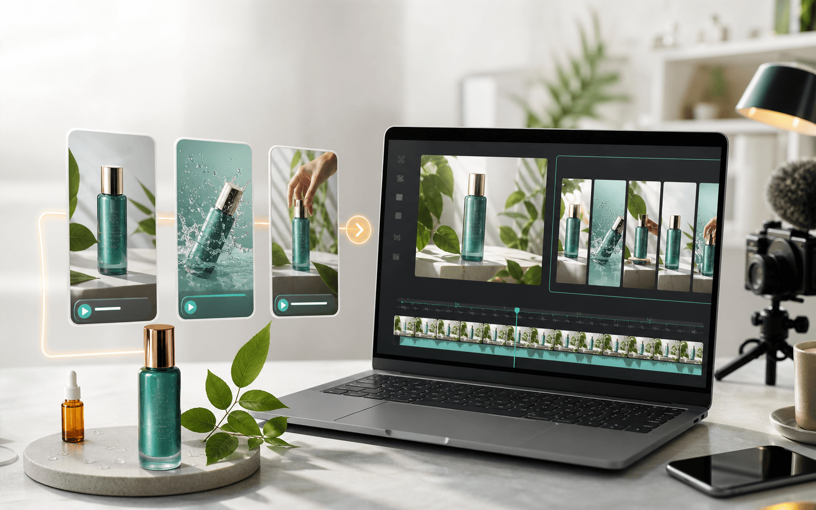 AI product video generator turning ecommerce product images into short vertical ad videos